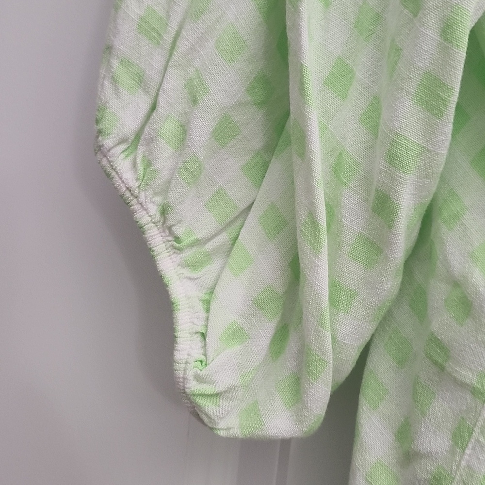 NWOT Torrid Fit and Flare Rayon Slub Button Up 3/4 Sleeve Green Gingham 3X - Picture 5 of 12